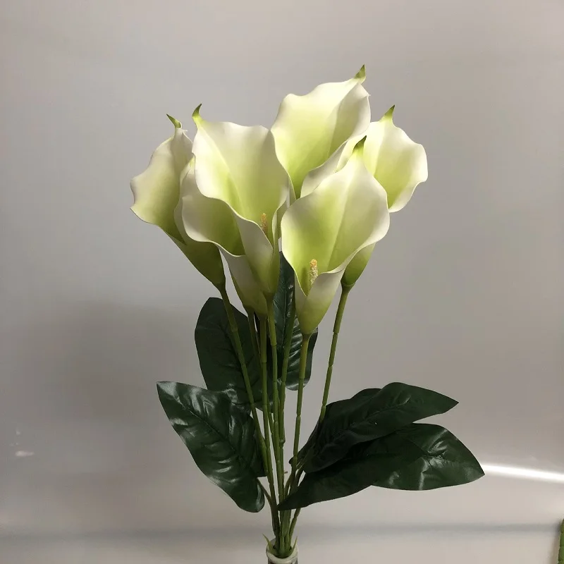 7 Branches Artificial Calla Lily Bouquet Real-Touch latex PU Flowers Milky White Calla Lily