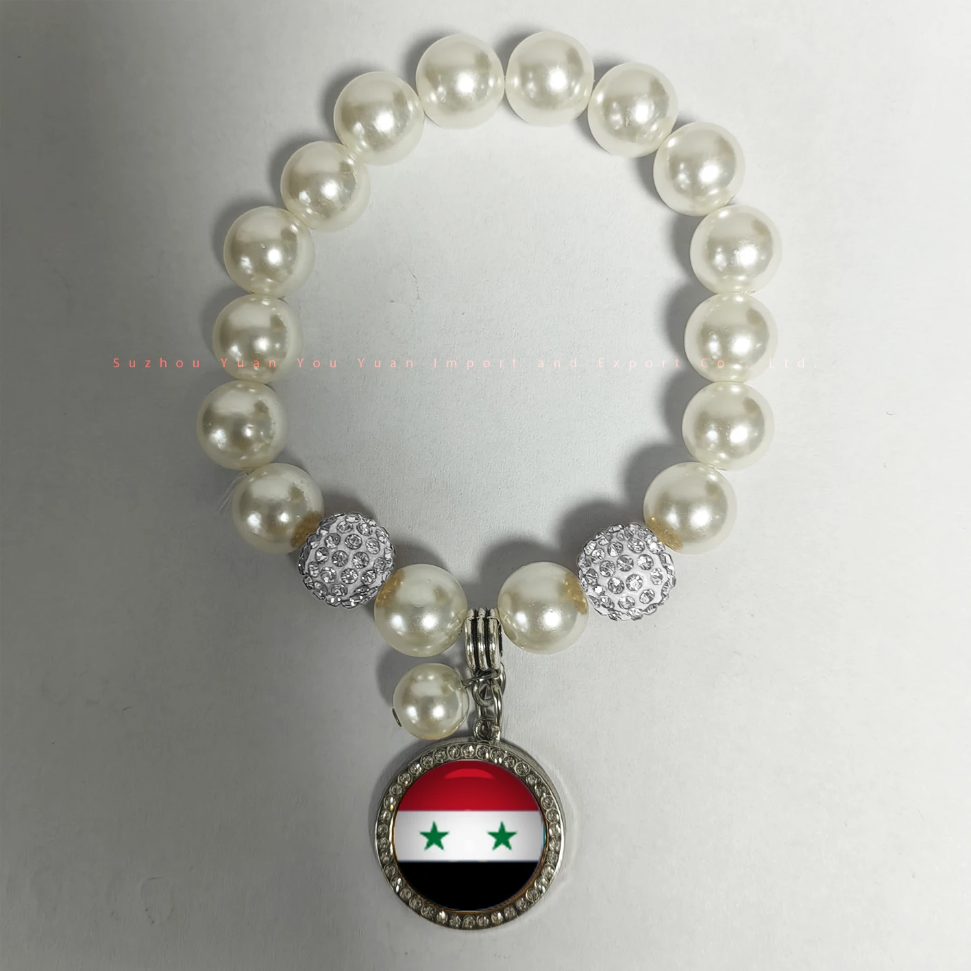 18 бусин флаг Сирии шармы из АБС имитационных и 2 полимерных глиняных браслета