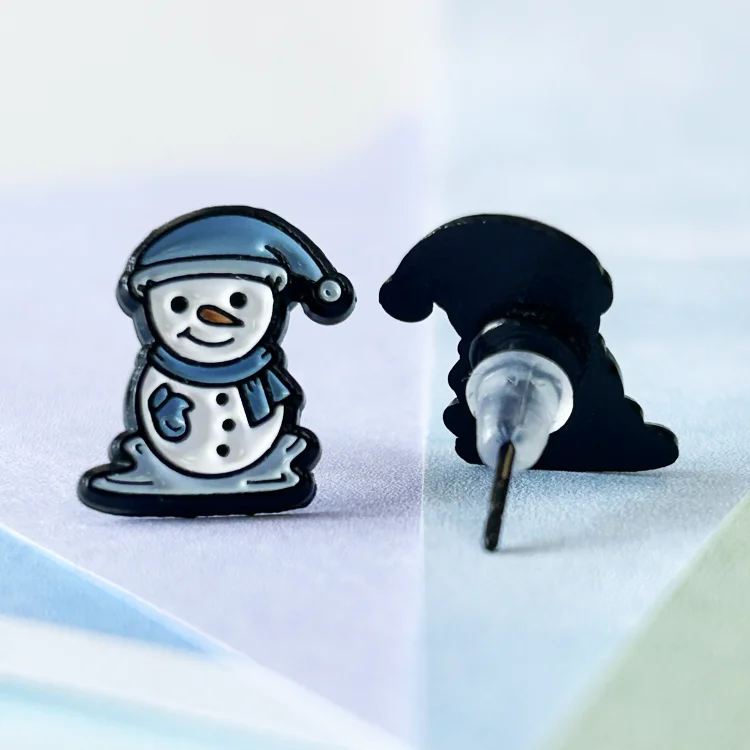 Модные металлические женские серьги-гвоздики с пользовательские тапочек в полоску рисунком из мультфильма «Холодное человек мягкая эмаль шпильки 925 Серебряная игла