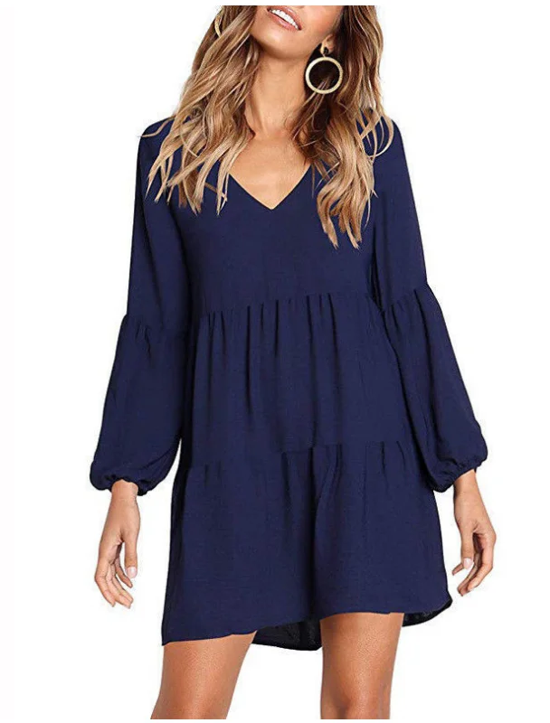 
Sweet Christmas Autumn Dress Polynesian Hawaiian Hibiscus Floral Print Custom Sexy Plus Size V-neck Lantern Long Sleeves Dress 