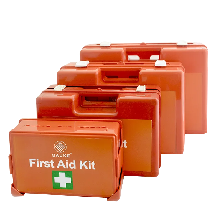 Plastic wall mounted workplace orange ABS trauma tactical emergency medical kit box CE MDR waterproof DIN13157 first aid kit