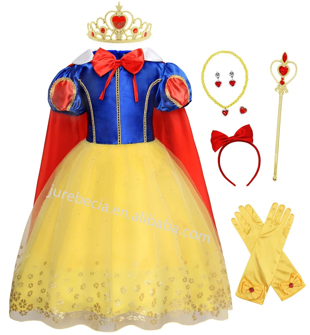 Best Selling Halloween Cosplay Girl Fancy Dress With Accessories Elsa Anna Rapunzel Belle Mermaid Princess TV &Movie Costumes