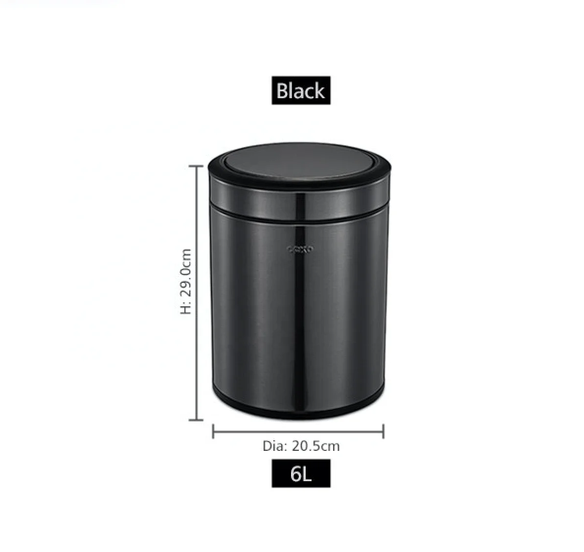 2022 6L Stainless Steel Trash Can Rotatable Top Dustbin Double Waste Bin CK9907  Metallic Black