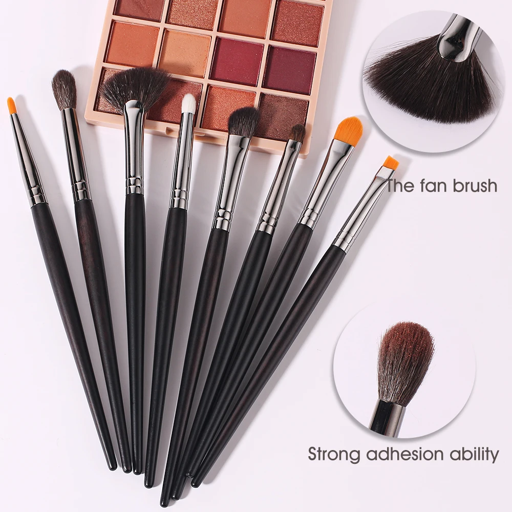  BEILI Natural Black color wood handle makeup brush set 13pc Powder Foundation Goat Pony Synthetic hair private