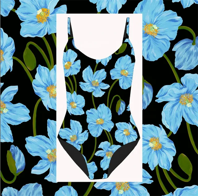 Custom 4 Way Stretch Printed Floral Printing Lycra 80 Polyester 20 Spandex Swimwear Recycle Poly Swimsuit fabric