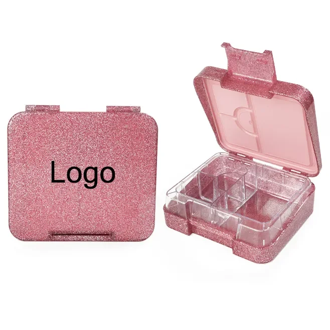 Bento Lunch Boxes Glitter Purple 4 Compartment Mini Food Container Lunch Box Child Snack Bento Box For Kids School