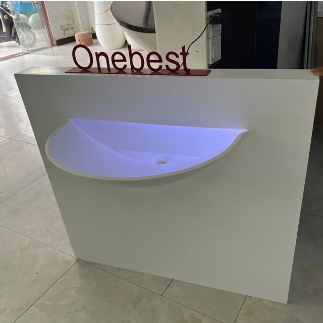 Remote Control Led Natural Stone Bathroom Vanity Luxury Oval Shape Portable Basin Sink Wash Hand