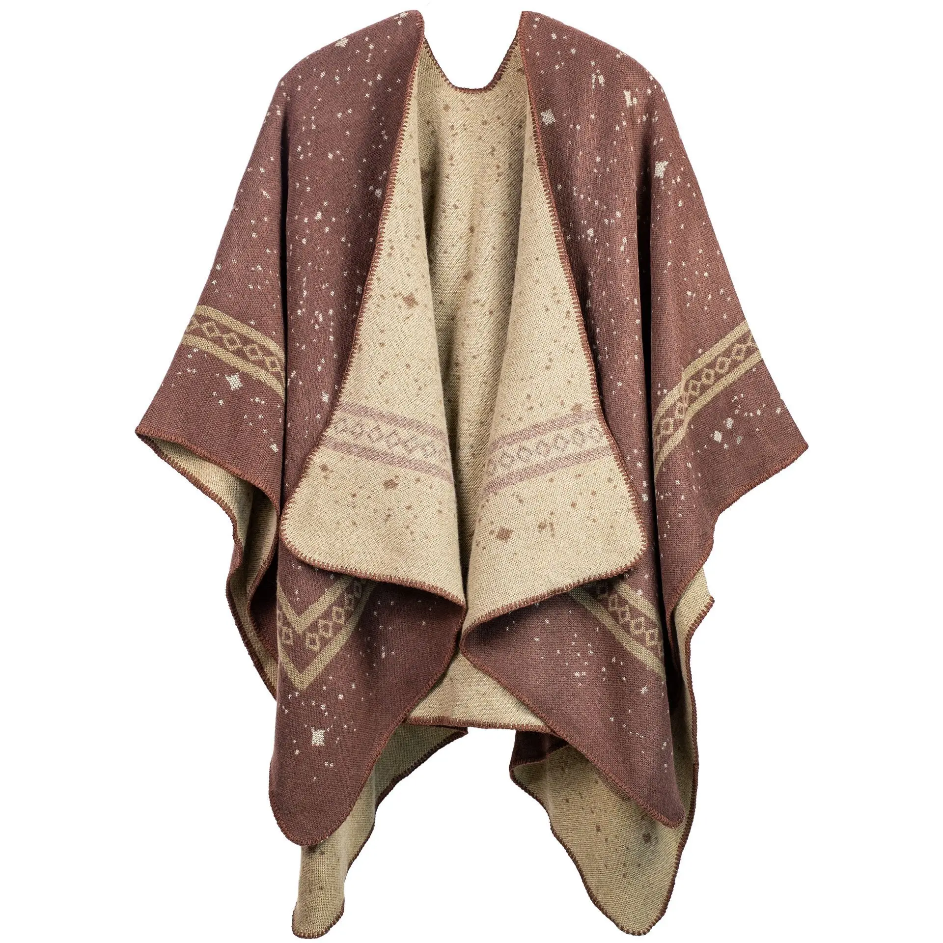 Wholesale Newest Design Nepal Pashmina Scarf Capes For Women Travel Thick Warm Shawls Flower Jacquard Cashmere Ponchos Women