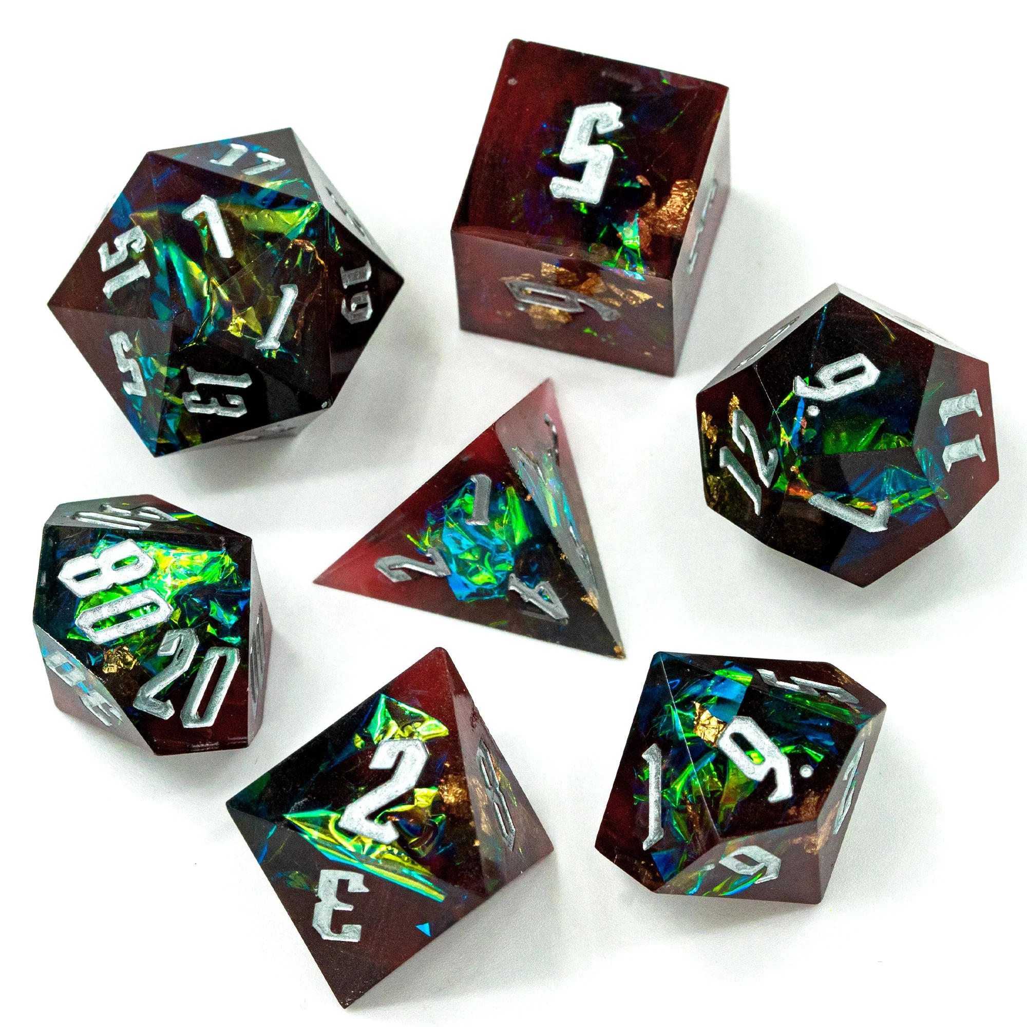  Смоляные игральные кости Udixi для ролевых игр с острыми краями красные и черные Подземелья Драконы d