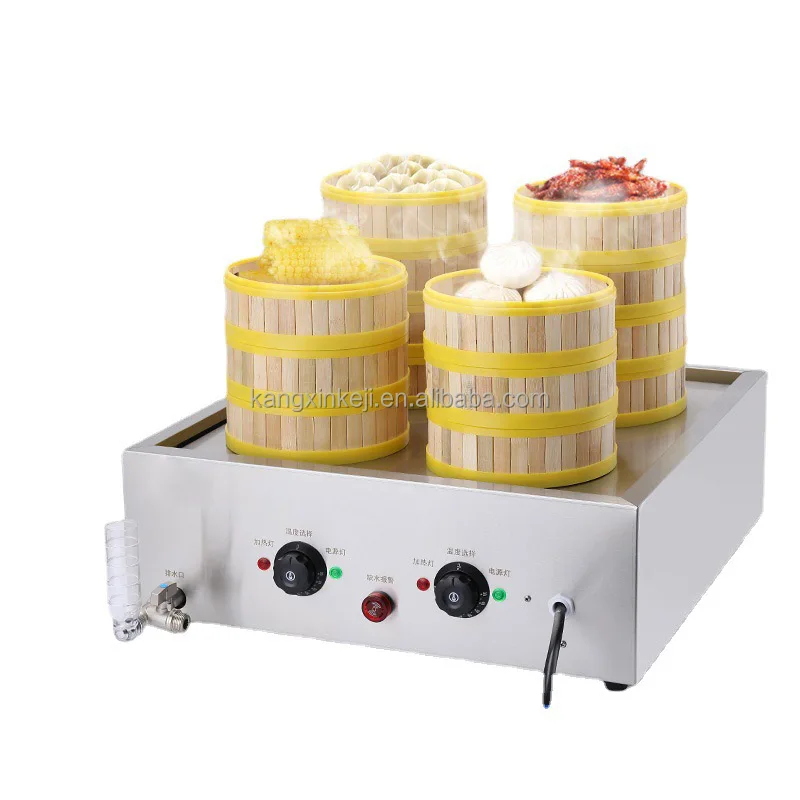 2/4/6 Steam Outlet Commercial Stainless Steel Food Steamer 220V 110V Temperature Adjust Electric Chinese Bun Steamer Machine