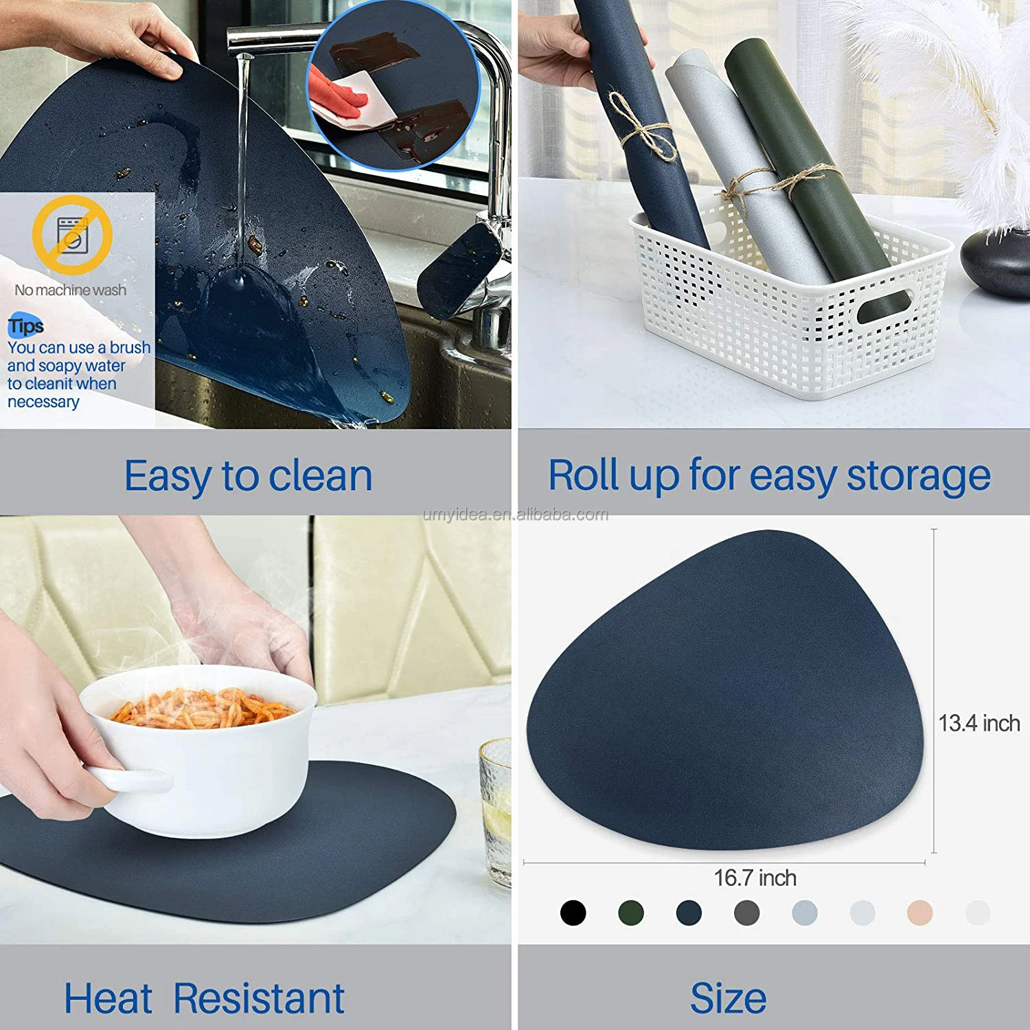 Placemats Set Round Silicone for Dinner Table Mats Non-Slip Insulation Coffee Mats Kitchen Place Mat Nordic Style Placemats