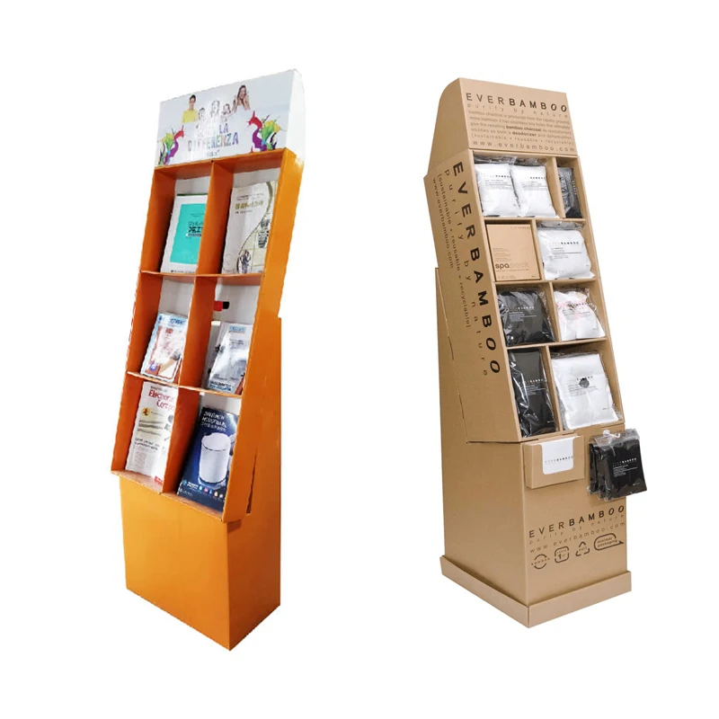 Retail Book Store Floor Cardboard Book Magazine Pocket Display Stands Racks For Comic Book
