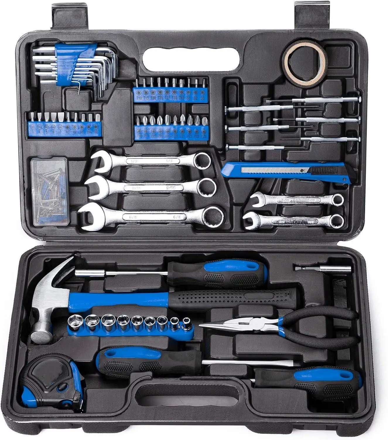 Factory Wholesale Hot Selling 148Pcs Household Tool Kit with Plastic Toolbox Drill Bits Set