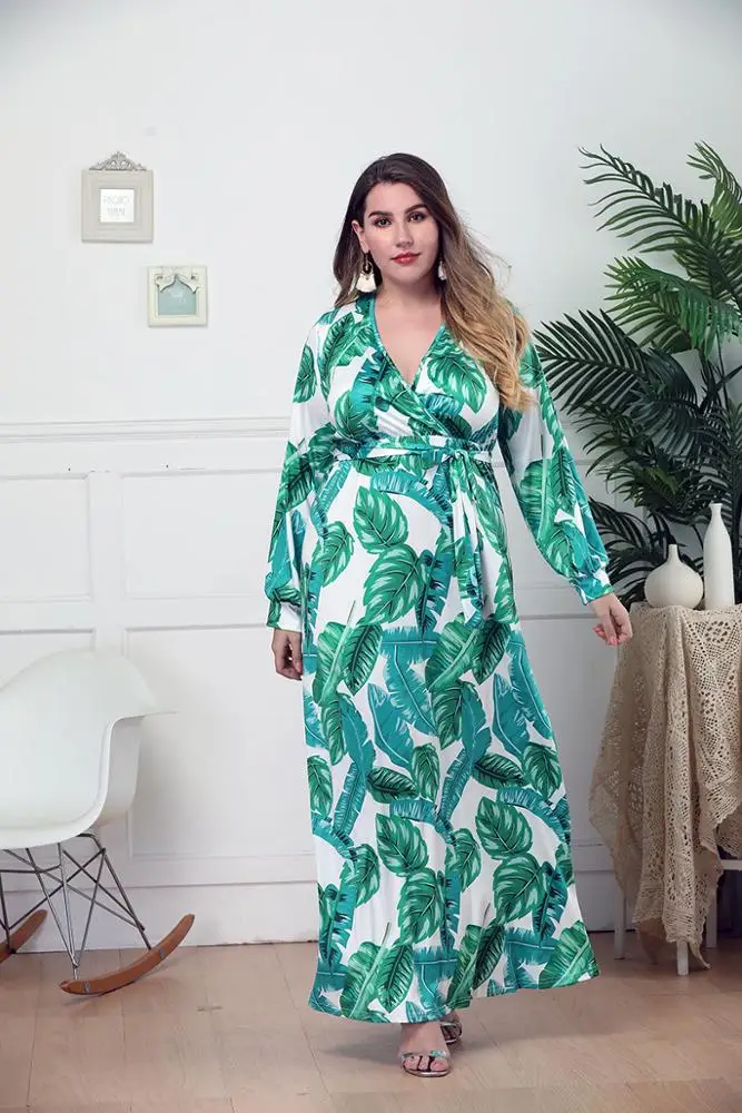 
2019 plus-size factory directly sale fashion skirt for girl chiffon Long Sleeve maxi dress bohemia dress 