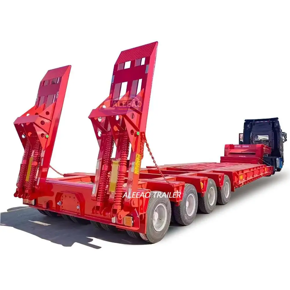 Factory Price  Lowbed Low Bed Low Boy Cargo Semi Truck Trailer With High Quality
