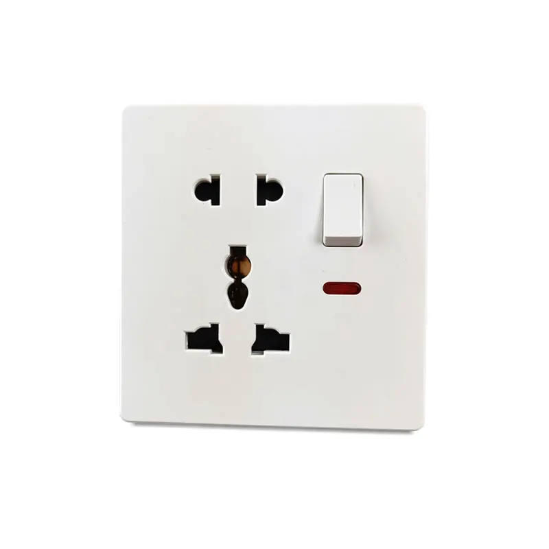 High-quality Double Panel Multi-function Safe 2 Position Socket with Switch Indicator Light household Hot Selling