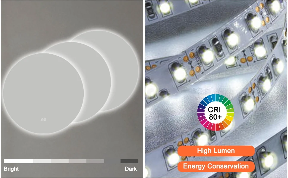 Led Smart Bathroom Mirror Vanity Oversize Half Round Circle Furniture Decoretival Frameless LED Bathroom Mirror