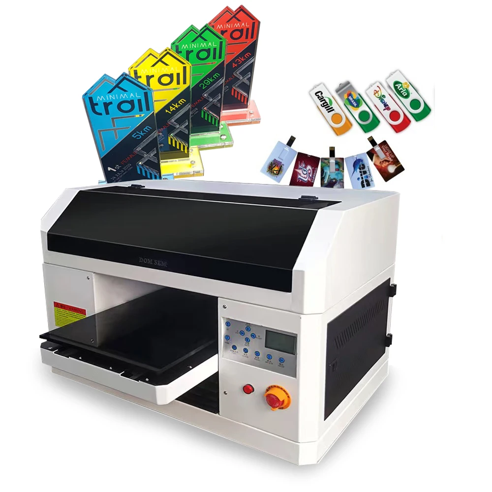 High Quality Inject vinyl printing machine A3 Size Small UV Flatbed Printer for Phone Case/Golf Ball/Bottle Printing