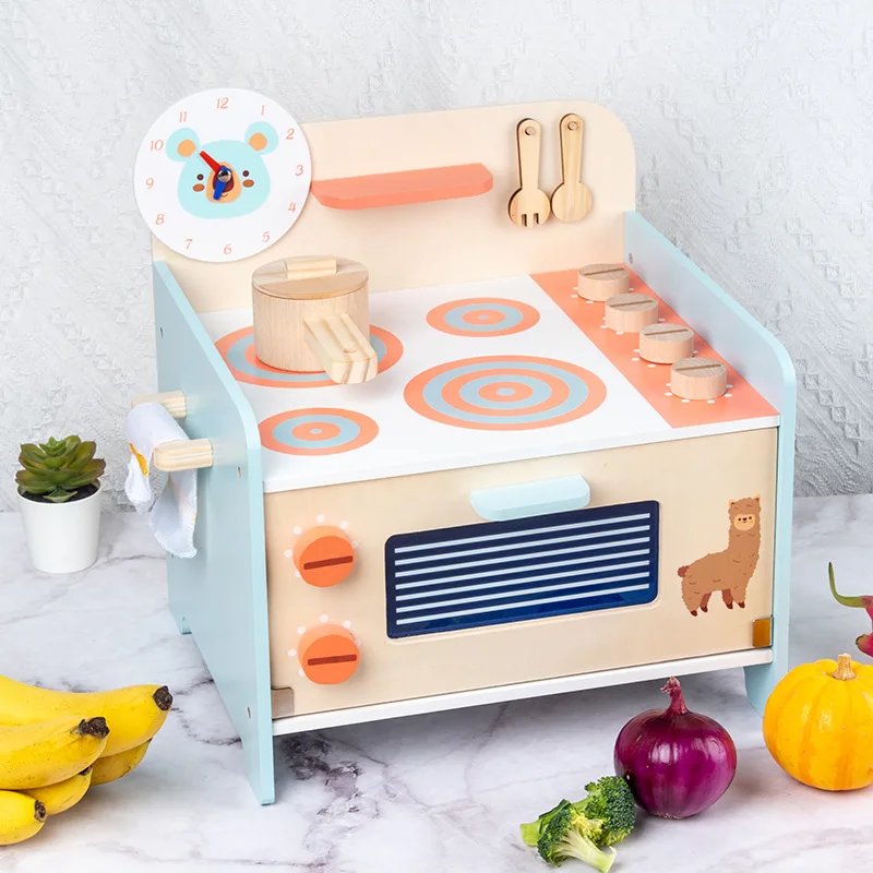 Unisex Kids Pretend Play Kitchen Simulation Toy Set Wood Play Kitchen for Boys and Girls