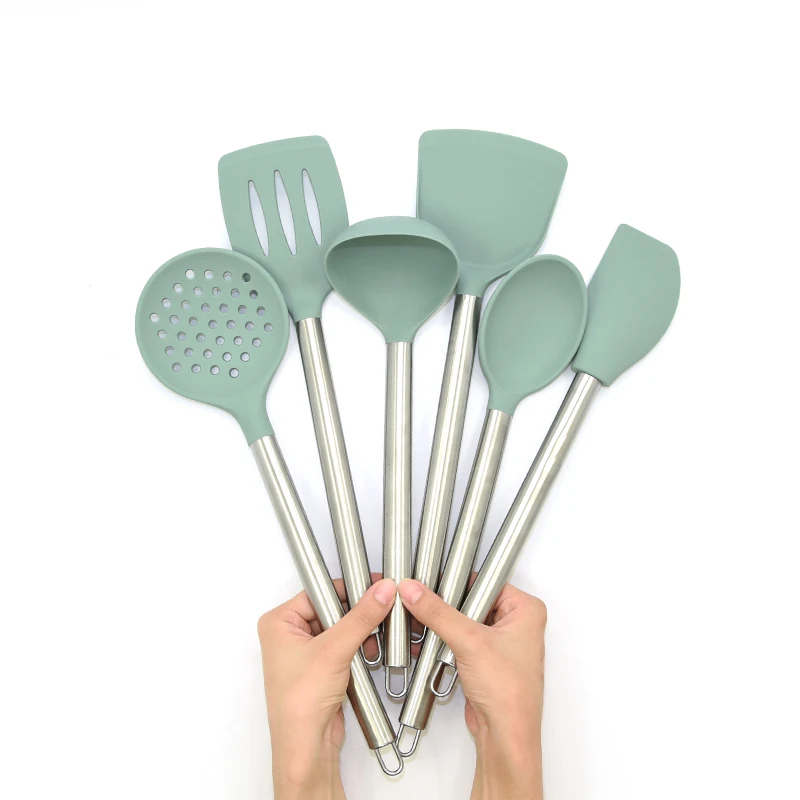 Silicone Cooking Tools Set Heat Resistance Kitchen Accessories Utensils with Heat Proof Handle   silicone kitchenware