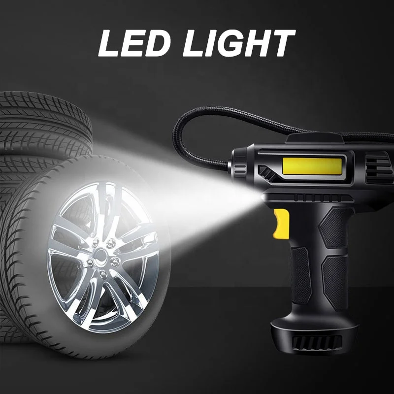 Tire Inflator Air Compressor with Pressure Gauge LED Light 12V DC Portable Electric Air Pump 150PSI Tyre Inflator for Car Tires