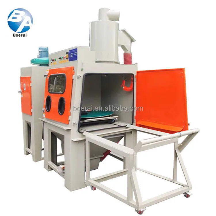 Dry sand blasting machine with two-stage separation device /Degrease, dephosphorize blasting