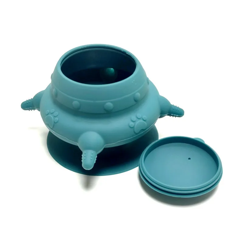Free sample Pet Feeder Food Grade 4 Nipples Silica Gel Puppy Feeder With Suction Silicone Nipple Feeder Milk Bowl Pet Bowl