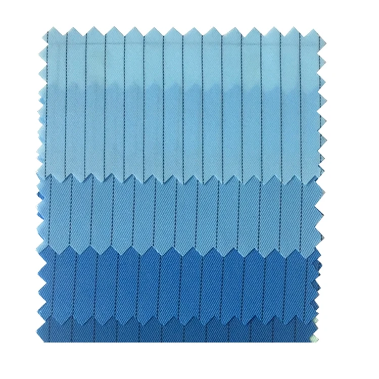 
High Quality Cleanroom Polyest Anti-static Clothing Fabric Cleanroom 5mm Stripe Lines ESD Fabric 