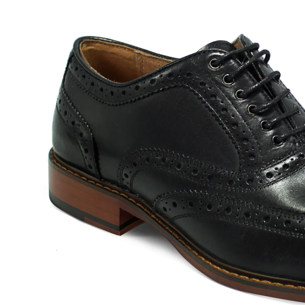 
New Trending Black Formal Leather Men Shoes Full Brogue Oxford Lace-up Dress Shoes Leather Mens 
