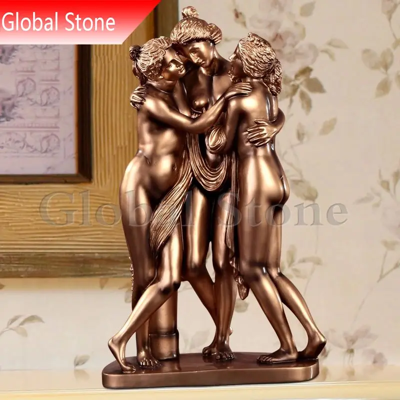 Outdoor Garden Naked Lady Custom Bronze Life Size Statue Graces Sexy Nude Female Bronze Sculpture Woman Statues