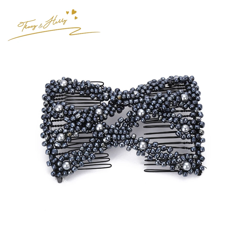 Tracy &Herry Variable Insert Comb Female Fashion Bead Magic Hair Comb Tray Fast Sell Women Styling Hair Accessories Hair Clips