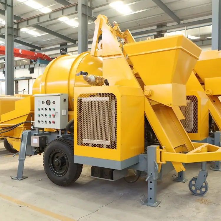 Factory price portable diesel small concrete mixer self loaded with delivery pump 350L concrete mixer for sale