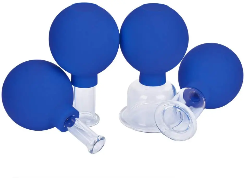 4 PCS Glass Facial Cupping Set |Silicone Vacuum Suction Cupping Massage Therapy
