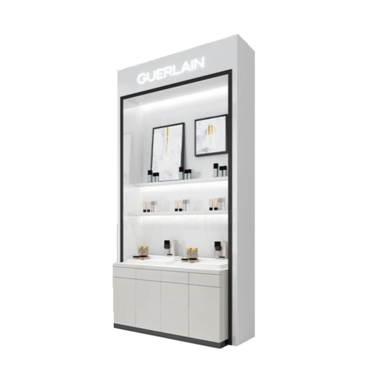 Белая стойка для косметики витрина на заказ