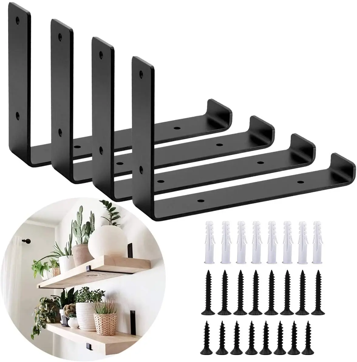 Shelf Brackets Rustic Industrial Metal Iron Wall Floating Brace Support For DIY Open Shelving Hardware Multiple Sizes Available