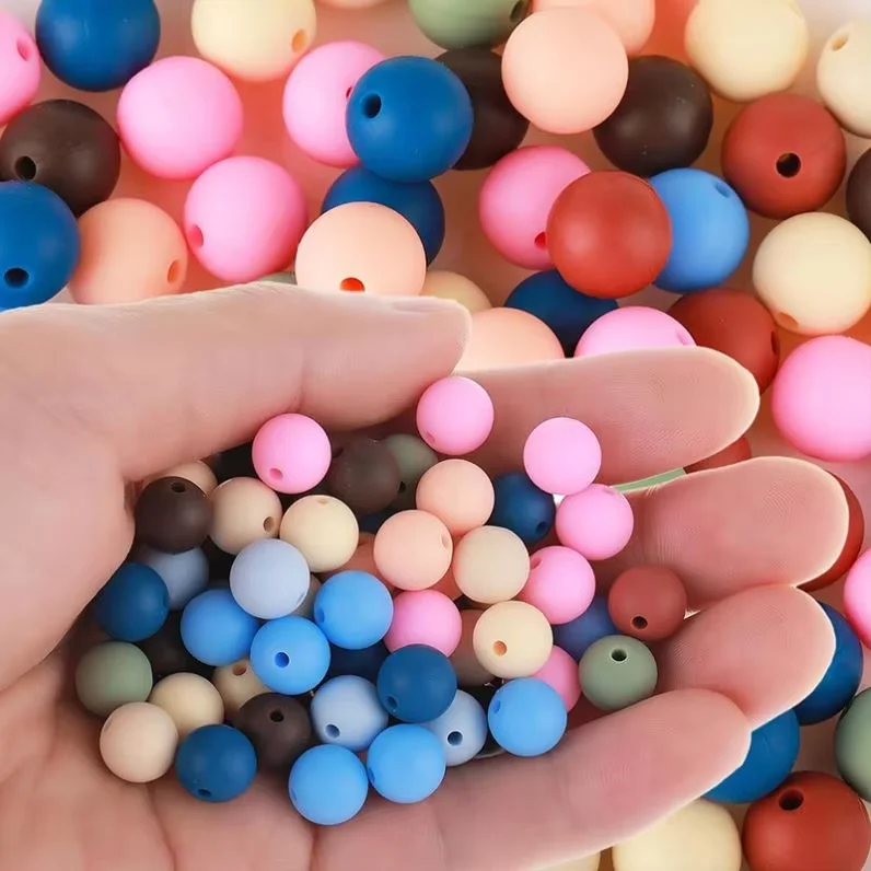 Factory Custom Wholesale 9mm 12mm 15mm 19mm Food Grade BPA Free Baby Chew Teether Silicone Beads