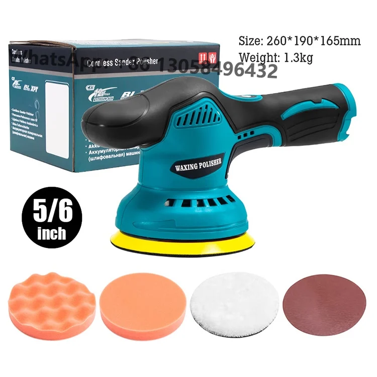 12v Lithium Battery/dc 5inch Cordless Waxing Machine Cordless Sander Polisher