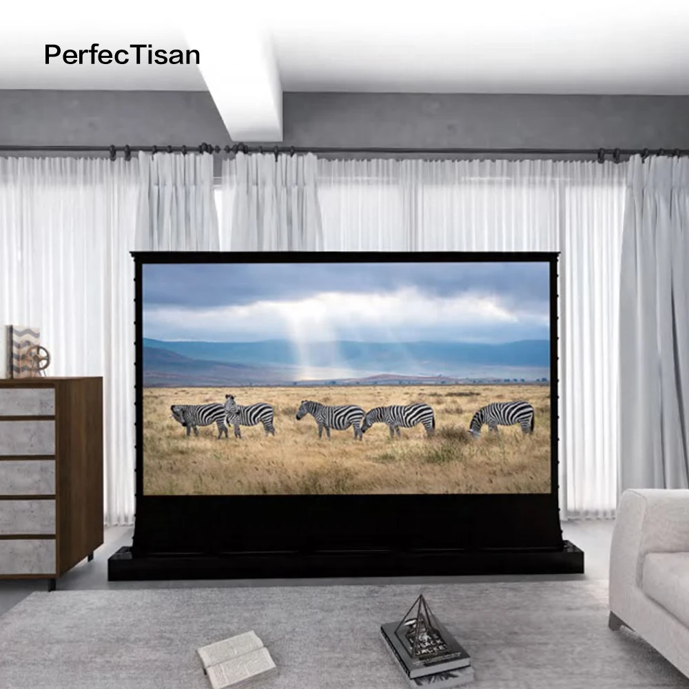 PerfecTisan floor raising alr screen 120 inch long throw projector screen dropshipping suppliers electric projection screen