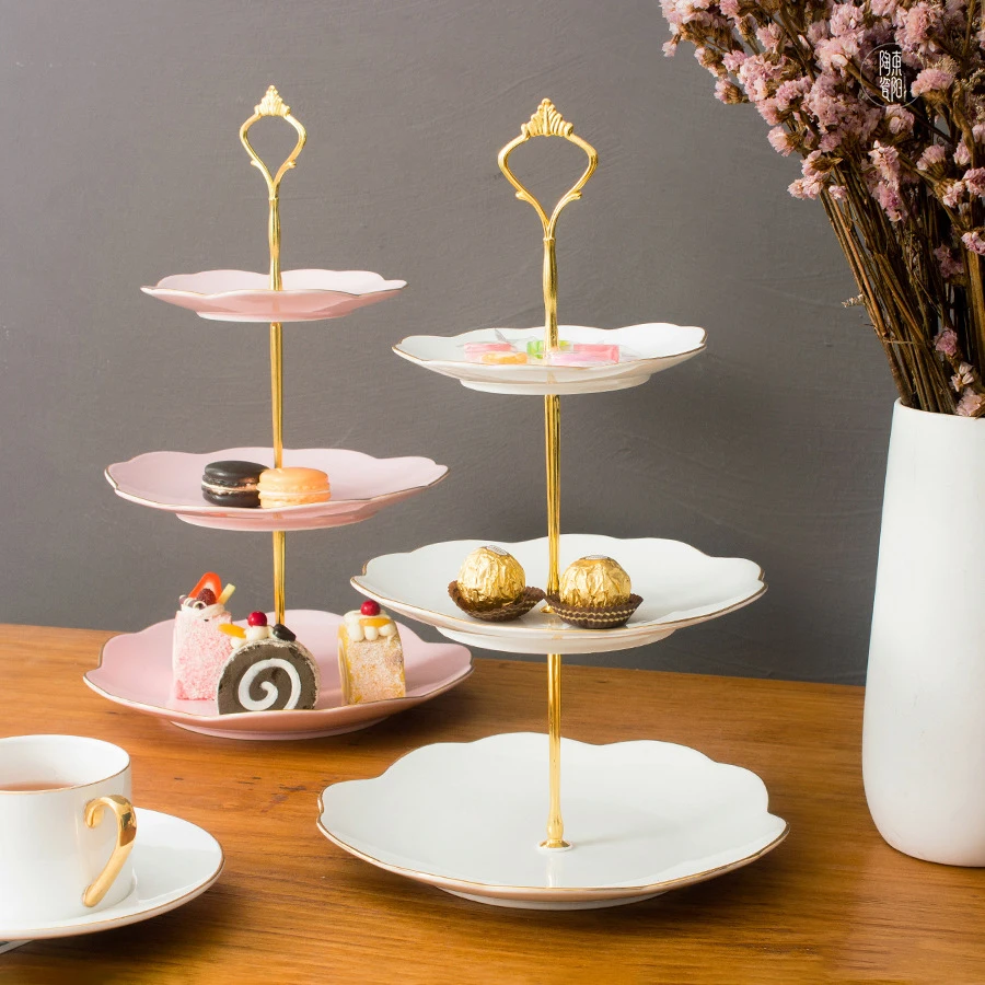 Партия сервировочное блюдо Китай 3-х уровневая подставка для свадебного торта керамические свадебные десерт фрукт закуска в виде пирожного чашке с стенд