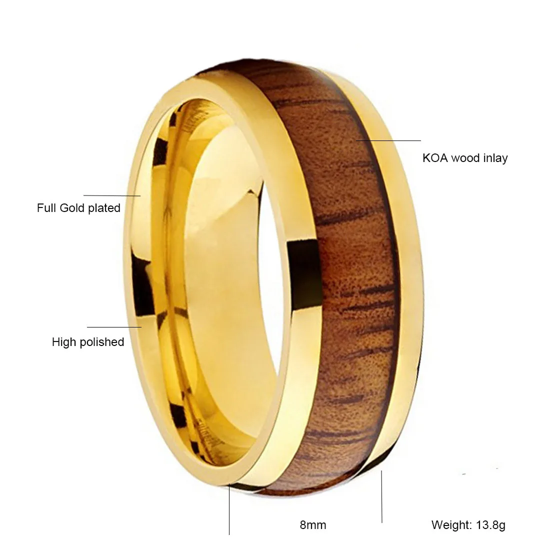 Polished Shiny Yellow Plated Grooved Tungsten Carbide Ring Mens Ring Hot Sale in Brasil