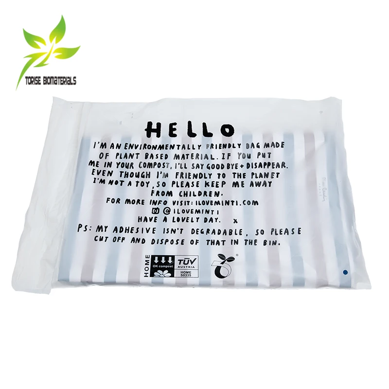 Customizable Self-Sealing Strip Compostable Clear Plastic Bag Multi-Purpose for Shoes Garments Mailing Made from PLA