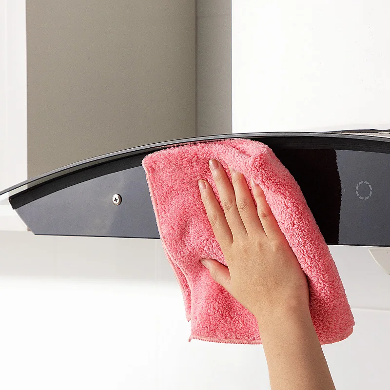 Hot Sale Pink Coral Fleece Kitchen Daily Polyester Nylon New Custom Small Microfiber Towel 40x40 Dish Towel For Car