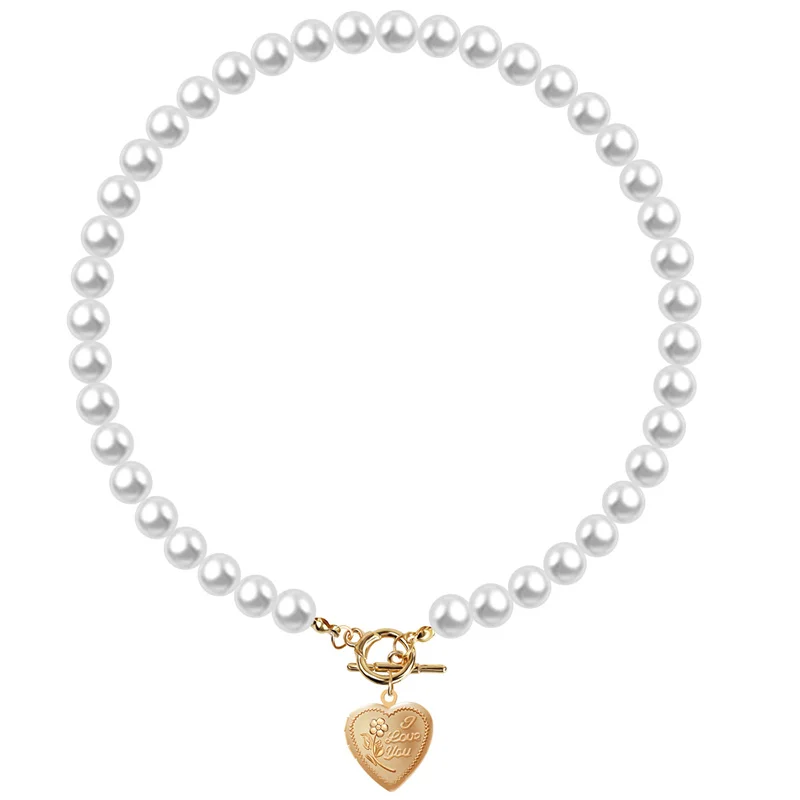 Elegant Fresh Water Pearl Choker Necklace Jewelry Classic Heart locket  Charm  For Photos Pendant Necklace