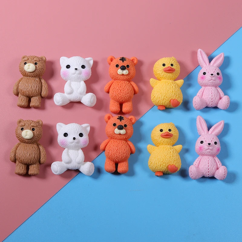 Красочные Мультяшные кролики с маленьким медведем подвески из смолы милый кабошон плоской спинкой аксессуары «сделай сам» центр для бантов