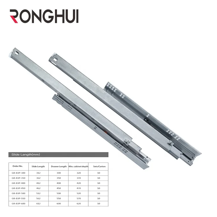 Ronghui Full Extension 3-fold Undermount Press Rebound Drawer Channel Slide Hidden Slide