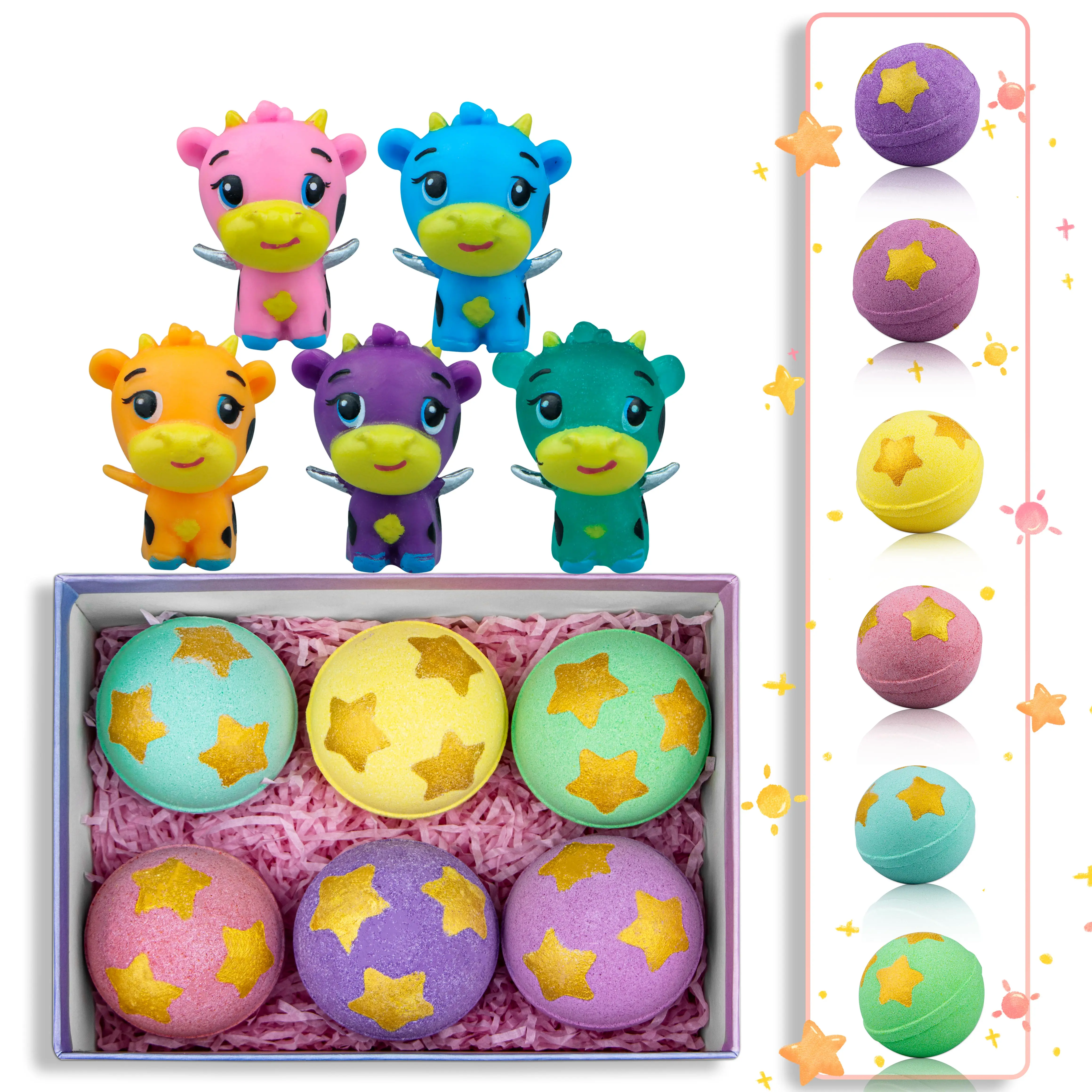 OEM Handmade Fizzy Balls For Kid Bath Bomb Gift Set With Toys Inside Bath Ball Bomb Essential Oil Spa Bath Fizz Balls