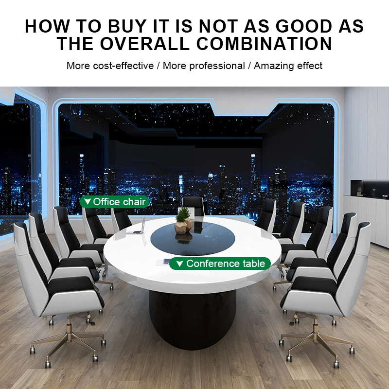 White paint oval conference desk office long table large business negotiation table and chair combination mdf conference table