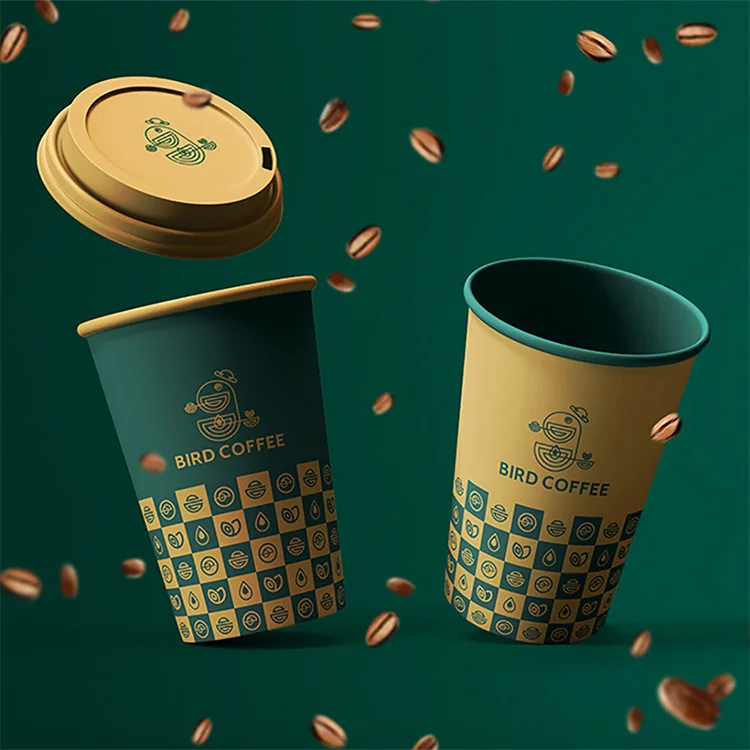 Одноразовая бумажная чашка с двойными стенками, красная кофейная чашка, оптом