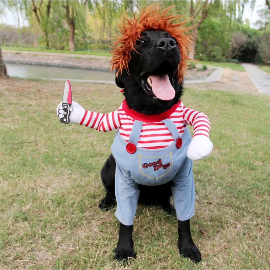 Dog Funny Dog Clothes Pet Cosplay Costume Halloween Christmas Comical Outfits With Wig Set Pet Cat Dog Festival Party Clothing