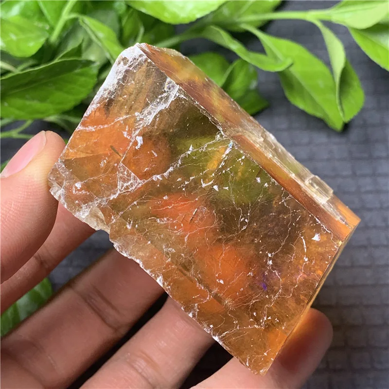 Wholesale Natural Yellow optical Calcite Slabs Raw Rough Crystal Gemstone Iceland Spar for sale
